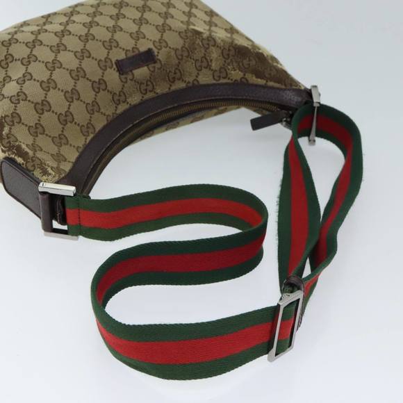 GUCCI GG Canvas Web Sherry Line Shoulder Bag Beige Red Green 181092 Auth 71918 - Picture 8 of 16